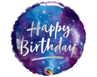 Happy Birthday Galaxy Balloon 18", Space Balloon, Astronaut Balloon, Spaceship Balloon, Rocket Balloon, Space Party Balloon, Outer Space