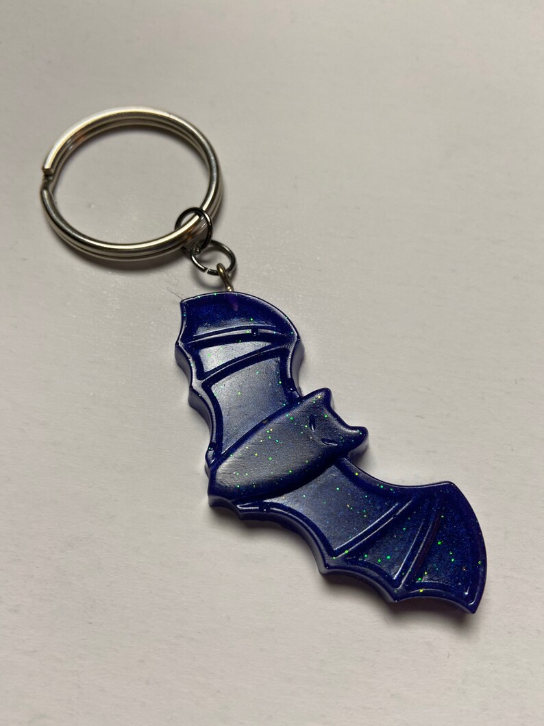 Purple Glitter Bat Keychain