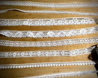 Dentelle Plauen, dentelle ancienne 2 m, 8 motifs au choix, coton,