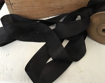 thin woven ribbon, black, black ribbon, 2 cm wide or 2.5 cm wide black, junk journal