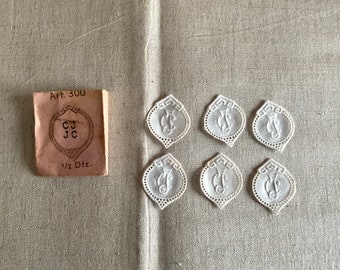 Monogram, CJ/JC, 6 embroidered laundry monograms, initials CJ