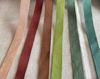 Grosgrain ribbon 1.8 cm wide, viscose, green tones