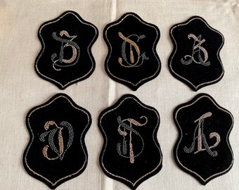 monogram, embroidered monograms, antique monograms, DT/TD, ZA, zd,