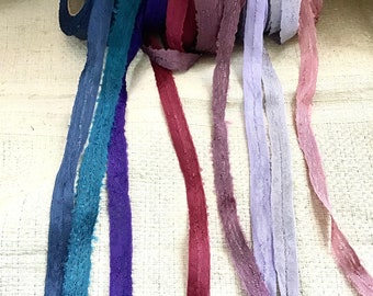 Very thinly woven, old viscose ribbons, 8 colors to choose from, 1.2 - 1.5 cm wide