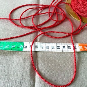 Red cord, 2 mm, 3 m, cotton image 2