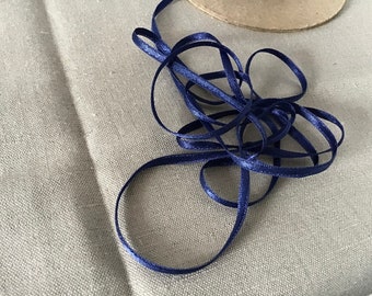 Satin ribbon navy blue, 3 mm, old viscose, 10 m