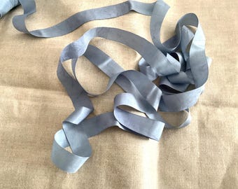 Silk ribbon dove blue 2 cm, History living, Vintage Material Millinary