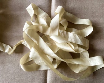 Silk ribbon soft yellow, 2 cm wide, plant-dyed,