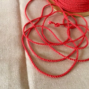 Red cord, 2 mm, 3 m, cotton image 1