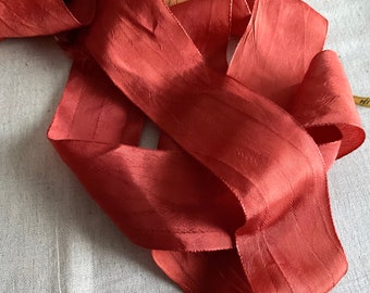 Copper red ribbon, old viscose ribbon copper red, 5 cm wide