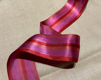 Striped ribbon, pink striped, old viscose ribbon, milliner, milliner,