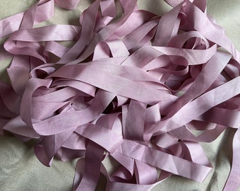 Silk ribbon, 2 cm wide, washed light lilac, plant dyed