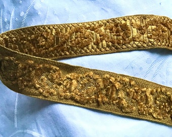 Bordure de chenille dorée , 3 cm de large , Larp, Médival , Steampunk