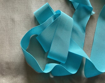 Grosgrain ribbon, turquoise, 4 cm wide, old viscose
