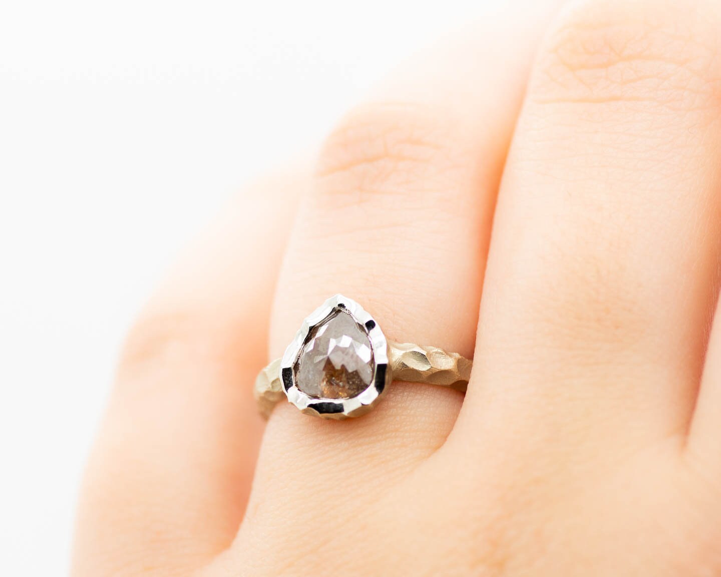 Raw Chocolate Diamond and White Gold Engagement Ring Etsy