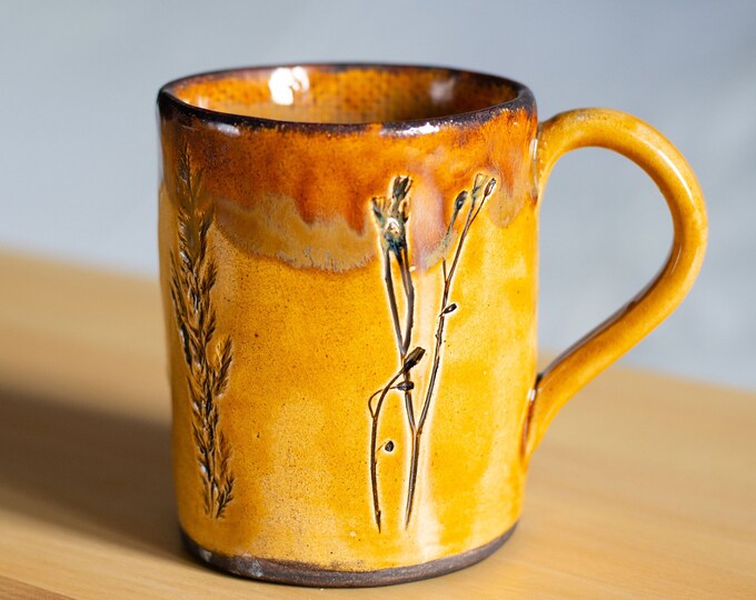 Pottery Mug, Yellow Ceramic Tea Mug, Unique Coffee Mug, Handmade