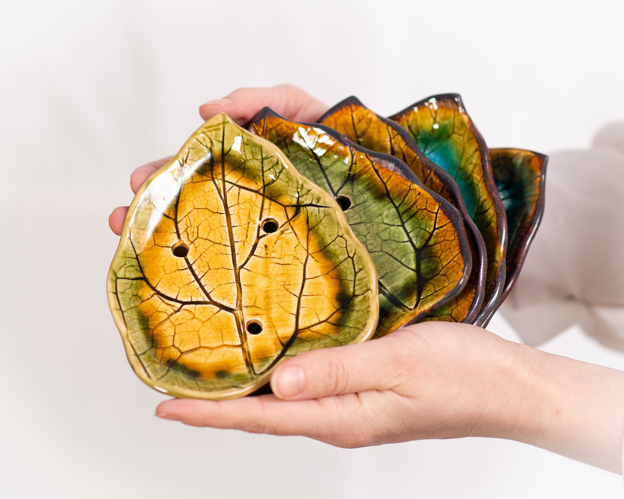 Ceramic soap dish Pottery soap holder Handmade leaf soap Etsy