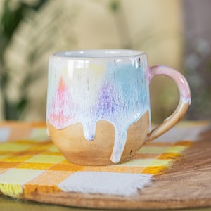 Colorful Glaze Stoneware Mug - Handcrafted Vibrant Pottery Coffee Cup with Artistic Flair