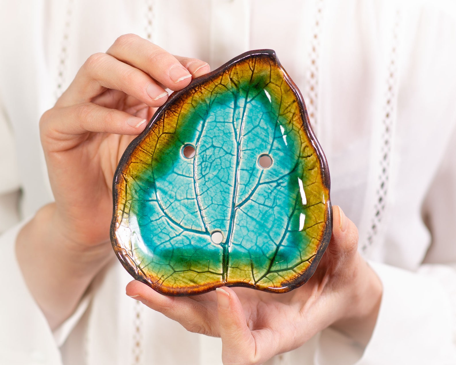 Ceramic soap dish Pottery soap holder Handmade leaf soap Etsy