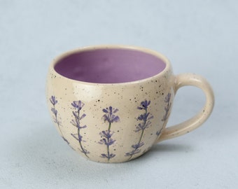 Handmade Lavender Ceramic Coffee Cup Provance Style