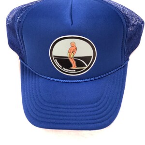 Billy Hangs Ten Longboarding Themed Trucker Hat Unisex Snapback Royal Blue