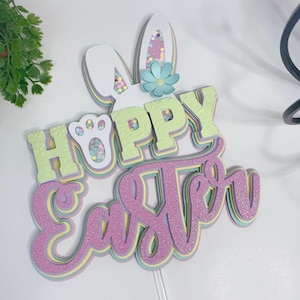 Décoration de gâteau de Pâques. Décoration de gâteau de Joyeuses Pâques. Décoration de gâteau de Joyeuses Pâques. Modèle SVG et Studio pour Cricut et Silhouette.
