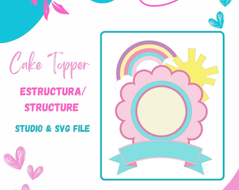 Taarttopper. Structuur van taarttopper. SVG- en Studio-sjabloon voor Cricut en Silhouette Cameo.