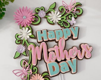 Happy Mother's Day Cake Topper. SVG/Studio Template for Cricut and Silhouette.
