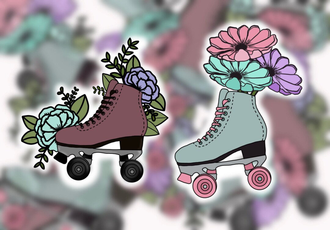 Floral Roller Skate Vinyl Sticker – Campfires & Coffee