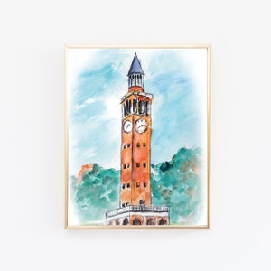 UNC Chapel Hill Bell Tower watercolor print