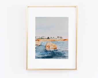 Sunset Cliffs, San Diego Watercolor art print (frame not included)
