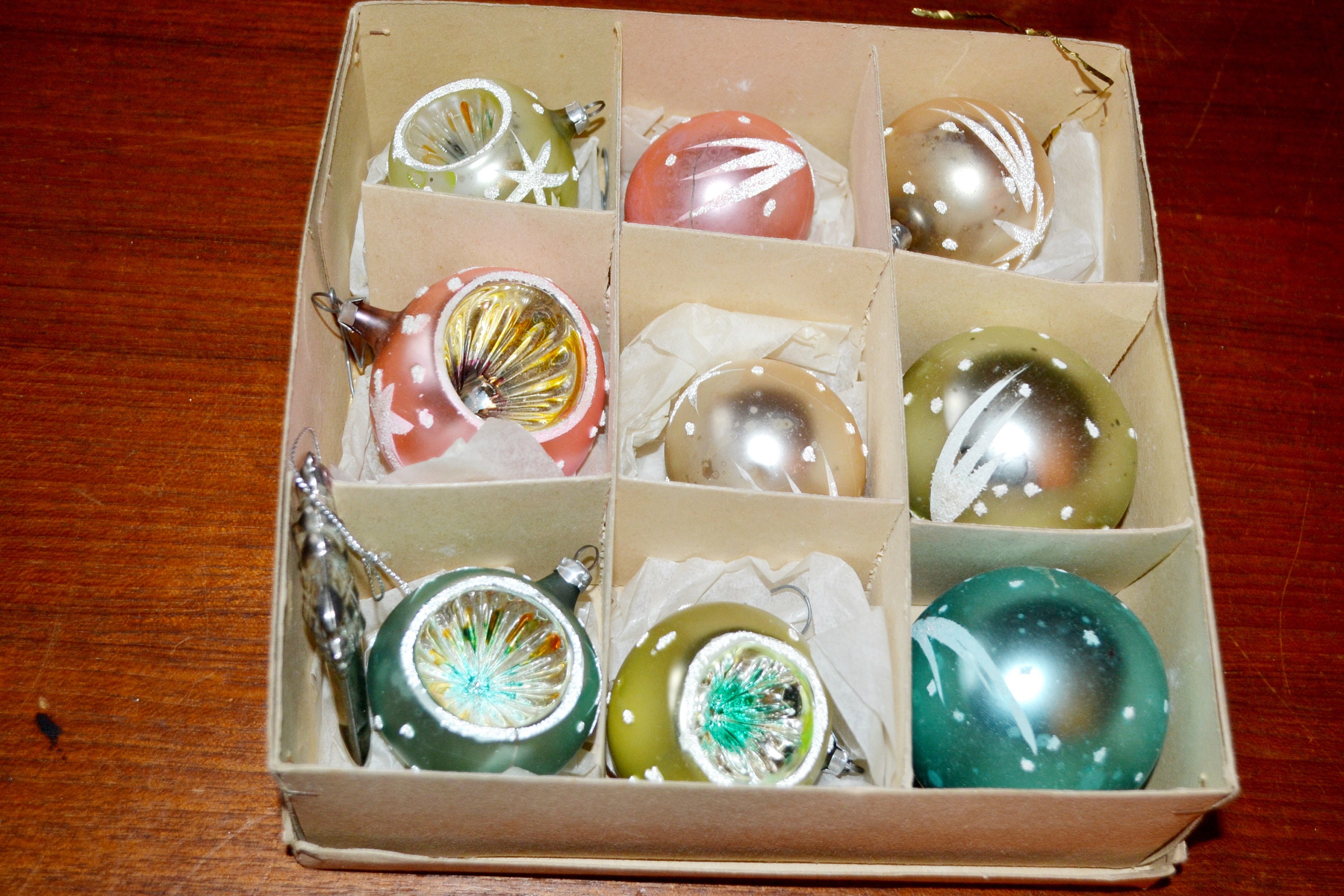 9x bunte Vintage Weihnachtskugeln Glas 50er JAHRE Fifties Etsy