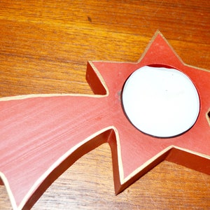 1x Vintage Christmas candle holder made of wood star 70s Christmas, Retro, Santa, Christmas, Fifties