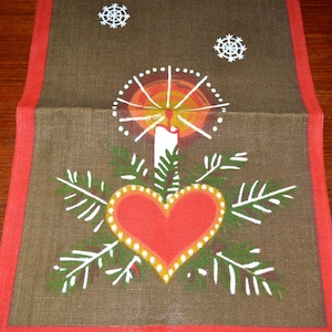 Vintage Christmas blanket/runner 70s jute 33 x 100 cm TABLE DECORATION Christmas