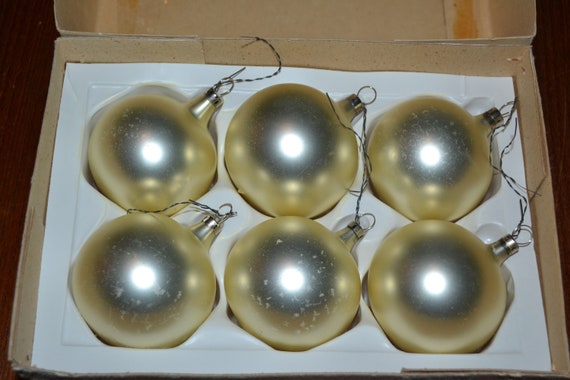 6 Silver Vintage Christmas Balls Glass 50s YEARS … - image 2