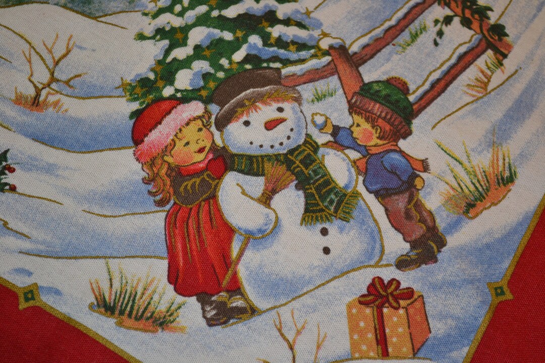 Vintage Christmas Blanket From the 70s Middle Blanket 80x80 Tablecloth