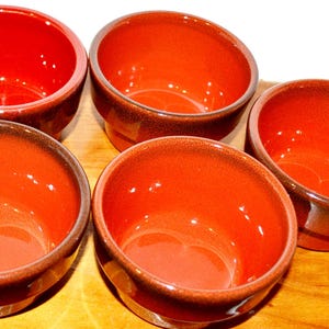 70s Vintage Ceramic Serving Bowls / Dip Bowls Red Retro Mid Century Shabby Chic Country Style