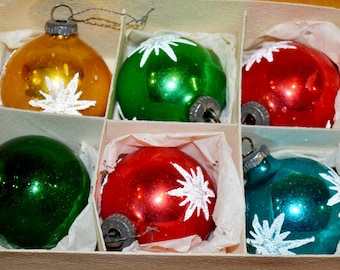 ANCIEN BOULE NOEL oiseau + 1 Père Noel en verre églomisé déco sapin de