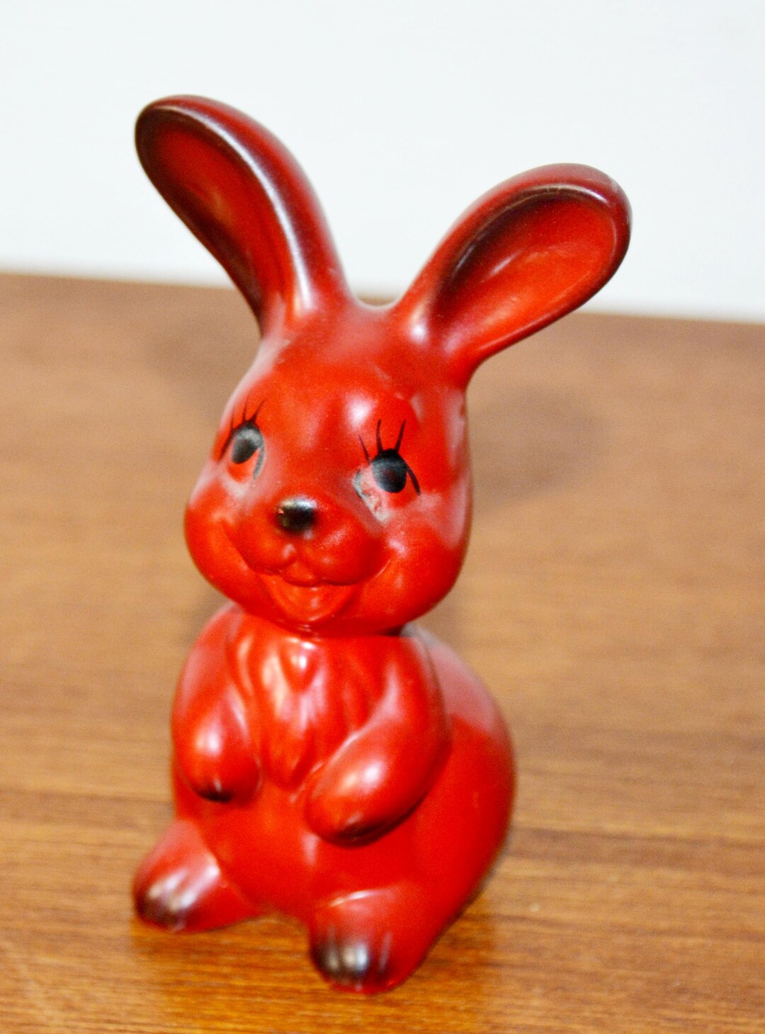 Red Ceramic Rabbit Beautiful Vintage Ceramic Figurine of a Red/black Rabbit, Perfect for ...