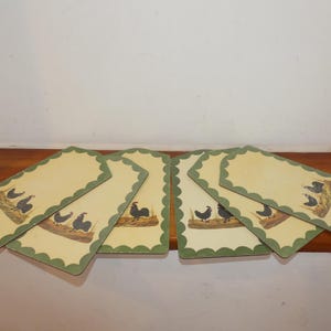Juego de 6 tablas de desayuno vintage de gallo y gallina, tablas de pan de cerámica Zeller RESOPAL, tablas de bocadillos de gallo y gallina.