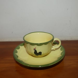 Vintage Hahn&Henne vajilla mocha tazas Zeller Keramik Faiencerie gallo y gallina kip haan taza de espresso mokken 1 de 3 apto para lavavajillas