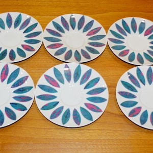 70s Vintage Porcelain Saucer Set by Thomas Gas Decor Plate Retro Mid Century Shabby Chic Country Style