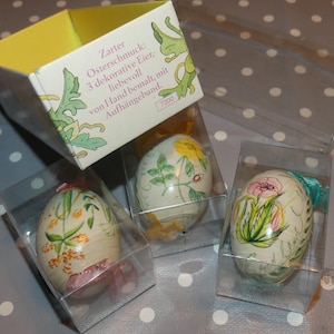Vintage EASTER 3 large eggs Easter bush decoration 6 cm Easter eggs wood hand painted Easter decoration retro 70s Easter decorations Easter eggs