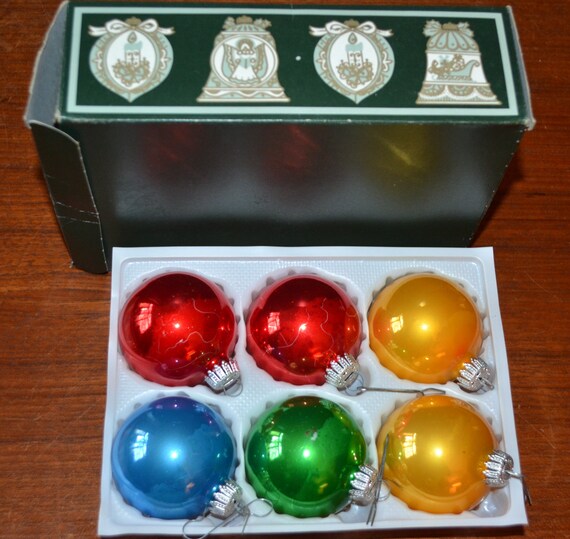 6x colorful vintage Christmas baubles glass 70s F… - image 4