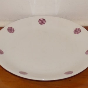 70s vintage porcelain tableware CAKE PLATE seventies decor DOTS dots pink red burgundy Seltmann Weiden small plate