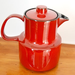 1970s Vintage Porcelain Coffee Pot, Red, by Melitta Ceracron, Retro Mid Century Shabby Chic Country Style Seventies