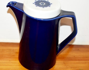 1970s Vintage Porcelain Coffee Pot by Melitta Blue/White by Melitta Retro Mid Century Shabby Chic Country Style