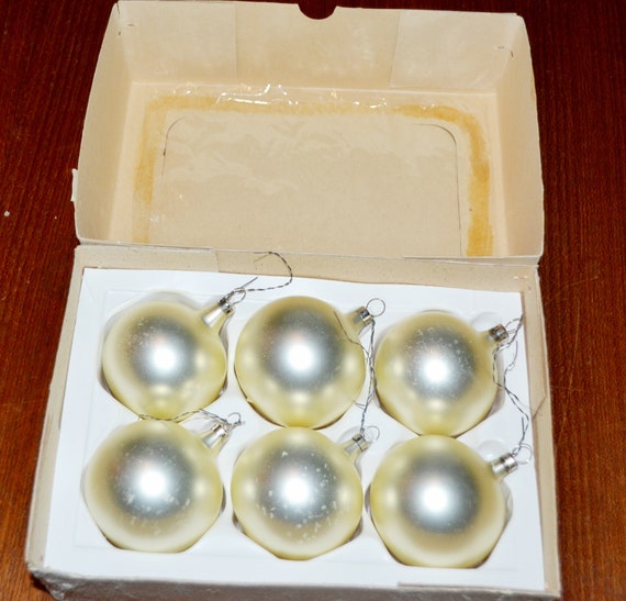 6 Silver Vintage Christmas Balls Glass 50s YEARS … - image 3