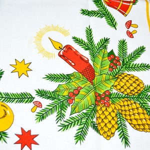 Vintage Weihnachts Tischdecke Mitteldecke 76x76cm 70er Jahre  Christmas Tablecloth Retro Mid Century Santa