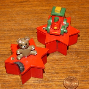 Set of 2 vintage Christmas mini candle holders made of wood stars 70s Christmas, Retro, Santa, Christmas, Fifties